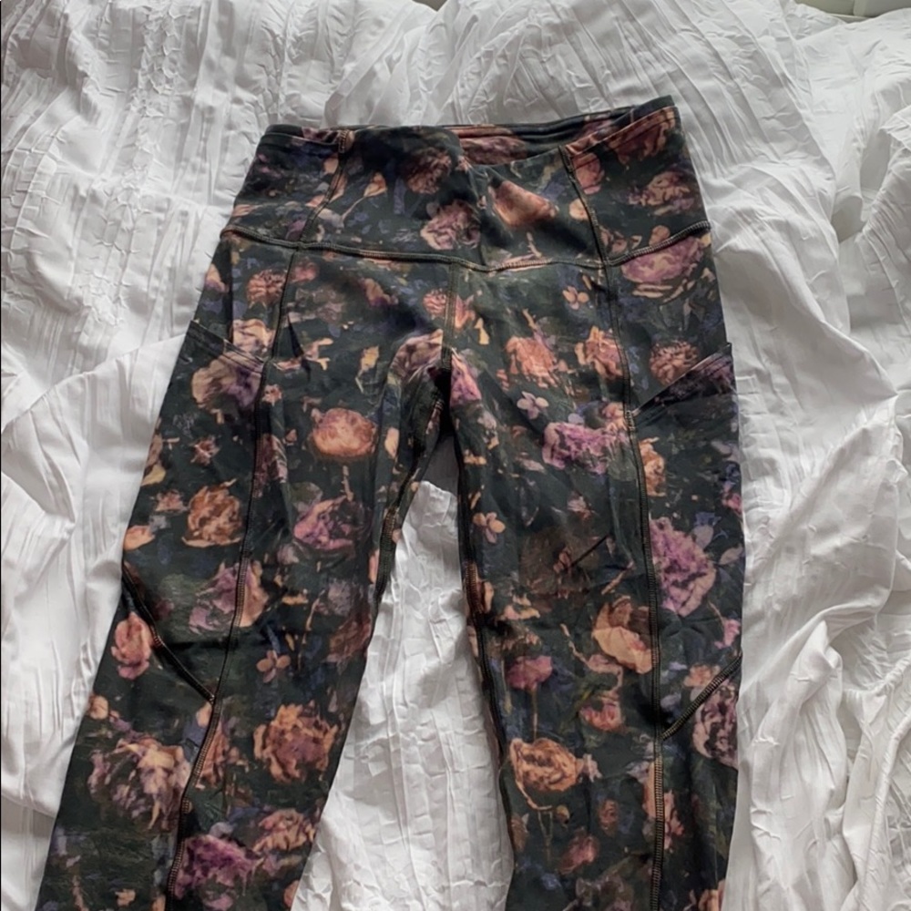 floral print lululemon fast+ free leggings